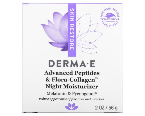 DERMA E, Ночное увлажняющее средство с пептидами и коллагеном с улучшенными свойствами, 56 г (2 унции) DERMA E, Ночное увлажняющее средство с пептидами и коллагеном с улучшенными свойствами, 56 г (2 унции)
