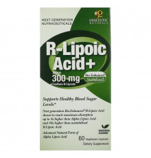 Genceutic Naturals, R-липоевая кислота, 300 мг, 60 капсул