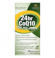 Genceutic Naturals, Коэнзим Q10 24 Часа, 100 мг, 60 капсул