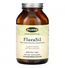 Flora, FloraSil, Диоксид кремния на растительной основе для естественной красоты, 180 вегетарианских капсул