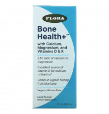 Flora, Bone Health+ with Calcium, Magnesium, and Vitamins D & K, Liquid, 8 fl oz (236 ml)