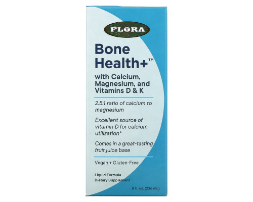 Flora, Bone Health+ with Calcium, Magnesium, and Vitamins D & K, Liquid, 8 fl oz (236 ml) Flora, Bone Health+ with Calcium, Magnesium, and Vitamins D & K, Liquid, 8 fl oz (236 ml)