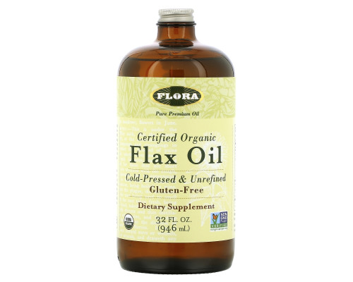 Flora, Сертифицированное натуральное льняное масло, 32 жидких унций (946 мл) Flora, Сертифицированное натуральное льняное масло, 32 жидких унций (946 мл)