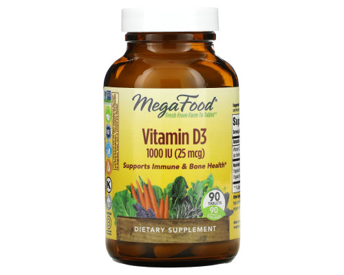 MegaFood, Витамин D3, 1000 МЕ, 90 таблеток MegaFood, Витамин D3, 1000 МЕ, 90 таблеток