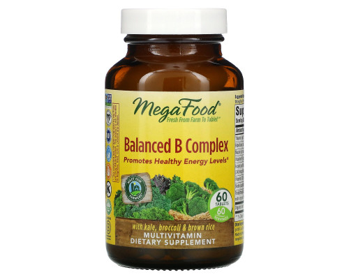 MegaFood, Сбалансированный комплекс витаминов В (Balanced B Complex), 60 таблеток MegaFood, Сбалансированный комплекс витаминов В (Balanced B Complex), 60 таблеток