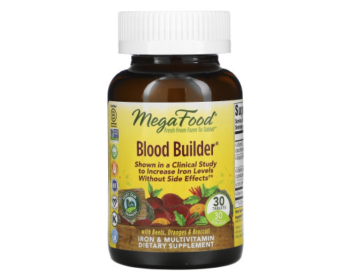 MegaFood, Blood Builder, Iron & Multivitamin Supplement, 30 Tablets MegaFood, Blood Builder, Iron & Multivitamin Supplement, 30 Tablets