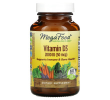 MegaFood, Vitamin D3, 2000 IU, 60 Tablets