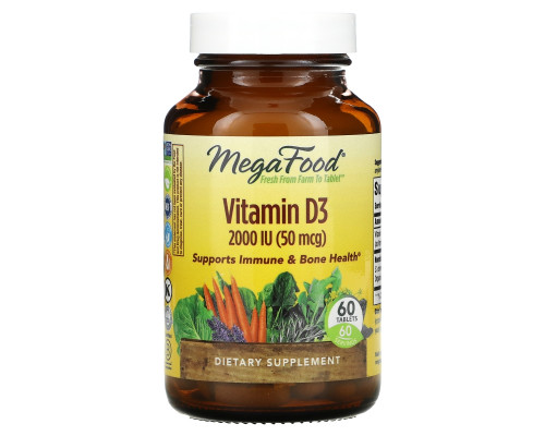 MegaFood, Vitamin D3, 2000 IU, 60 Tablets MegaFood, Vitamin D3, 2000 IU, 60 Tablets