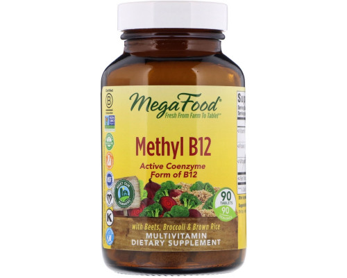 MegaFood, Метилкобаламин B12, 90 таблеток MegaFood, Метилкобаламин B12, 90 таблеток