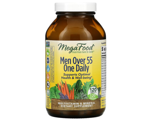 MegaFood, мультивитамины для мужчин старше 55 лет, для приема один раз в день, 120 таблеток MegaFood, мультивитамины для мужчин старше 55 лет, для приема один раз в день, 120 таблеток