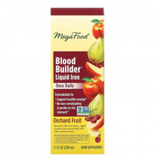 MegaFood, Blood Builder Liquid Iron, Once Daily, Orchard Fruit, 7.7 fl oz (230 ml)
