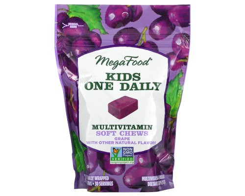 MegaFood, Kids Multivitamin Soft Chews, Grape, 30 Individually Wrapped Soft Chews MegaFood, Kids Multivitamin Soft Chews, Grape, 30 Individually Wrapped Soft Chews