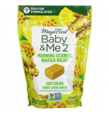 MegaFood, Baby & Me, Morning Sickness Nausea Relief, Honey Lemon Ginger, 30 Soft Chews