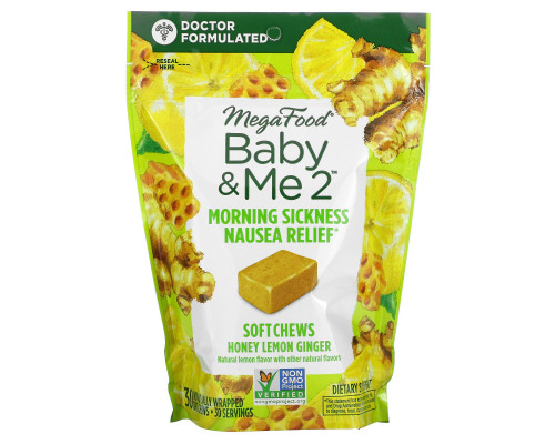 MegaFood, Baby & Me, Morning Sickness Nausea Relief, Honey Lemon Ginger, 30 Soft Chews MegaFood, Baby & Me, Morning Sickness Nausea Relief, Honey Lemon Ginger, 30 Soft Chews