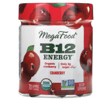 MegaFood, B12 Energy, Клюква, 70 жевательных конфет