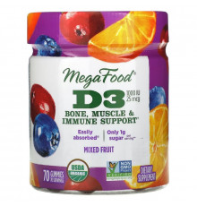 MegaFood, D3, Mixed Fruit, 1,000 IU (25 mcg), 70 Gummies