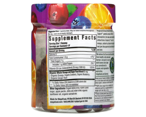 MegaFood, D3, Mixed Fruit, 1,000 IU (25 mcg), 70 Gummies