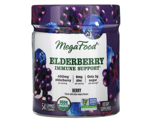 MegaFood, Elderberry Immune Support, Berry, 54 Gummies MegaFood, Elderberry Immune Support, Berry, 54 Gummies