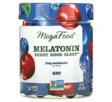 БАДы MegaFood, Мелатонин Berry Good Sleep, ягодный, 1,5 мг, 54 жевательные таблетки