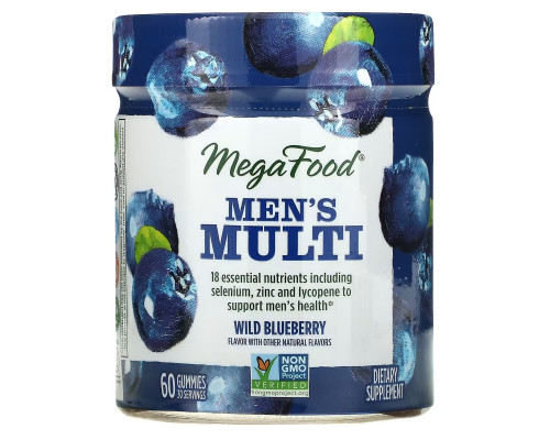 MegaFood, Men's Multi, Wild Blueberry, 60 Gummies MegaFood, Men's Multi, Wild Blueberry, 60 Gummies