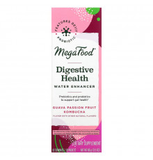 MegaFood, Digestive Health, Water Enhancer, Guava Passion Fruit Kombucha, 10 Packets, 0.21 oz (6 g) Each