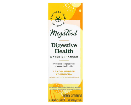 MegaFood, Digestive Health, Water Enhancer, Lemon Ginger Kombucha, 10 Packets, 0.21 oz (6 g) Each MegaFood, Digestive Health, Water Enhancer, Lemon Ginger Kombucha, 10 Packets, 0.21 oz (6 g) Each