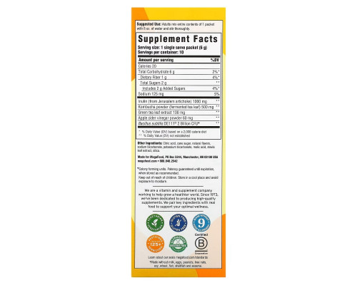 MegaFood, Digestive Health, Water Enhancer, Lemon Ginger Kombucha, 10 Packets, 0.21 oz (6 g) Each MegaFood, Digestive Health, Water Enhancer, Lemon Ginger Kombucha, 10 Packets, 0.21 oz (6 g) Each
