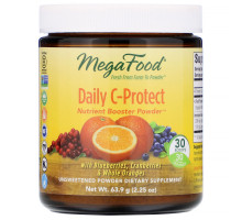 MegaFood, Daily C-Protect, порошок с высоким содержанием питательных веществ, без подсластителей, 2,25 унц. (63,9 г)