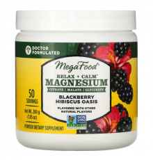 MegaFood, Relax + Calm Magnesium, Blackberry Hibiscus Oasis, 7.05 oz (200 g)