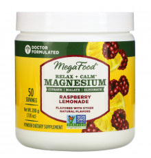 MegaFood, Relax + Calm Magnesium, Raspberry Lemonade, 7.05 oz (200 g)