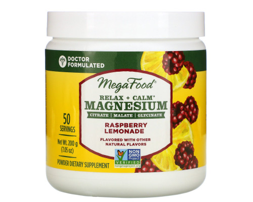 MegaFood, Relax + Calm Magnesium, Raspberry Lemonade, 7.05 oz (200 g) MegaFood, Relax + Calm Magnesium, Raspberry Lemonade, 7.05 oz (200 g)