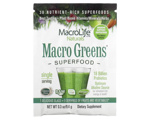 Macrolife Naturals, Macro Greens, Superfood, 0.3 oz (9.4 g) Macrolife Naturals, Macro Greens, Superfood, 0.3 oz (9.4 g)