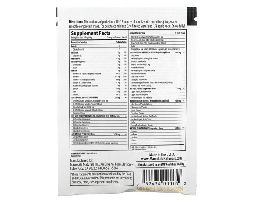 Macrolife Naturals, Macro Greens, Superfood, 0.3 oz (9.4 g) Macrolife Naturals, Macro Greens, Superfood, 0.3 oz (9.4 g)