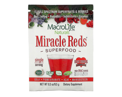 Macrolife Naturals, Miracle Reds, Superfood, Goji- Pomegranate- Acai- Mangosteen,  9.4 g