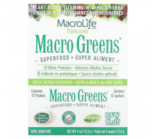 Суперфуды Macrolife Naturals, Macro Greens, суперфуд, 12 пакетиков по 9,4 г (0,3 унции)