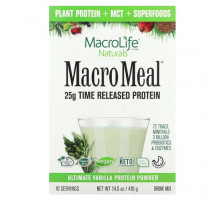 Пребиотики и пробиотики Macrolife Naturals, MacroMeal, протеиновый порошок высшего качества, с ванилью, 10 пакетиков по 41 г (1,4 унции)