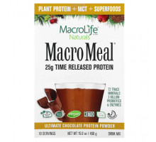Пребиотики и пробиотики Macrolife Naturals, MacroMeal Ultimate Protein Powder, шоколад, 10 пакетиков по 45 г (1,6 унции)