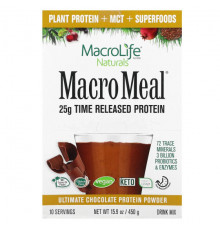 Пребиотики и пробиотики Macrolife Naturals, MacroMeal Ultimate Protein Powder, шоколад, 10 пакетиков по 45 г (1,6 унции)