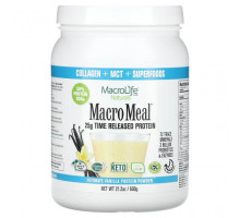 Пребиотики и пробиотики Macrolife Naturals, MacroMeal, протеиновый порошок высшего качества, ваниль, 600 г (21,2 унции)