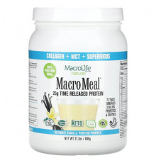 Пребиотики и пробиотики Macrolife Naturals, MacroMeal, протеиновый порошок высшего качества, ваниль, 600 г (21,2 унции)