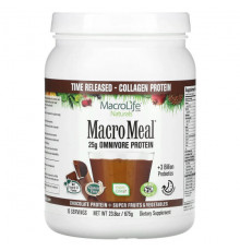 Пребиотики и пробиотики Macrolife Naturals, MacroMeal, протеин, суперфрукты и овощи, шоколад, 675 г (23,8 унции)