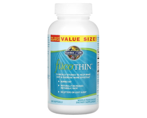 Garden of Life, FucoThin, 180 гелевых капсул Garden of Life, FucoThin, 180 гелевых капсул