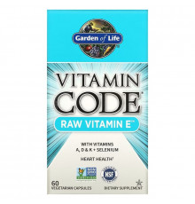 Garden of Life, Vitamin Code, натуральный витамин E, 60 овощных капсул