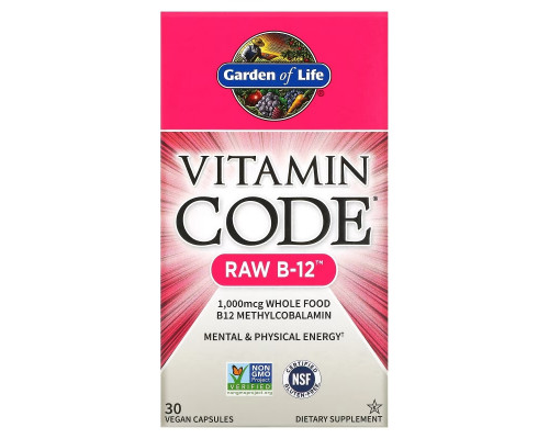Garden of Life Витаминный код Raw B-12 30 веганских капсул Garden of Life Витаминный код Raw B-12 30 веганских капсул