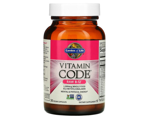 Garden of Life Витаминный код Raw B-12 30 веганских капсул Garden of Life Витаминный код Raw B-12 30 веганских капсул