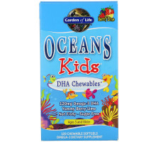 Garden of Life Oceans Kids DHA Chewables от трёх лет и старше с лаймом 120 жевательных таблеток