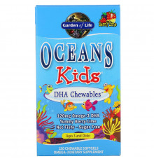 Garden of Life Oceans Kids DHA Chewables от трёх лет и старше с лаймом 120 жевательных таблеток