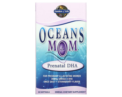 Garden of Life Oceans Mom дородовой DHA со вкусом клубники 30 мягких капсул Garden of Life Oceans Mom дородовой DHA со вкусом клубники 30 мягких капсул