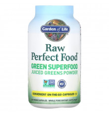 Garden of Life Perfect Food Raw Сырые зеленые суперпродукты 240 вегетарианских капсул UltraZorbe