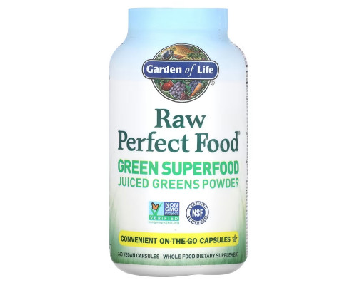 Garden of Life Perfect Food Raw Сырые зеленые суперпродукты 240 вегетарианских капсул UltraZorbe Garden of Life Perfect Food Raw Сырые зеленые суперпродукты 240 вегетарианских капсул UltraZorbe